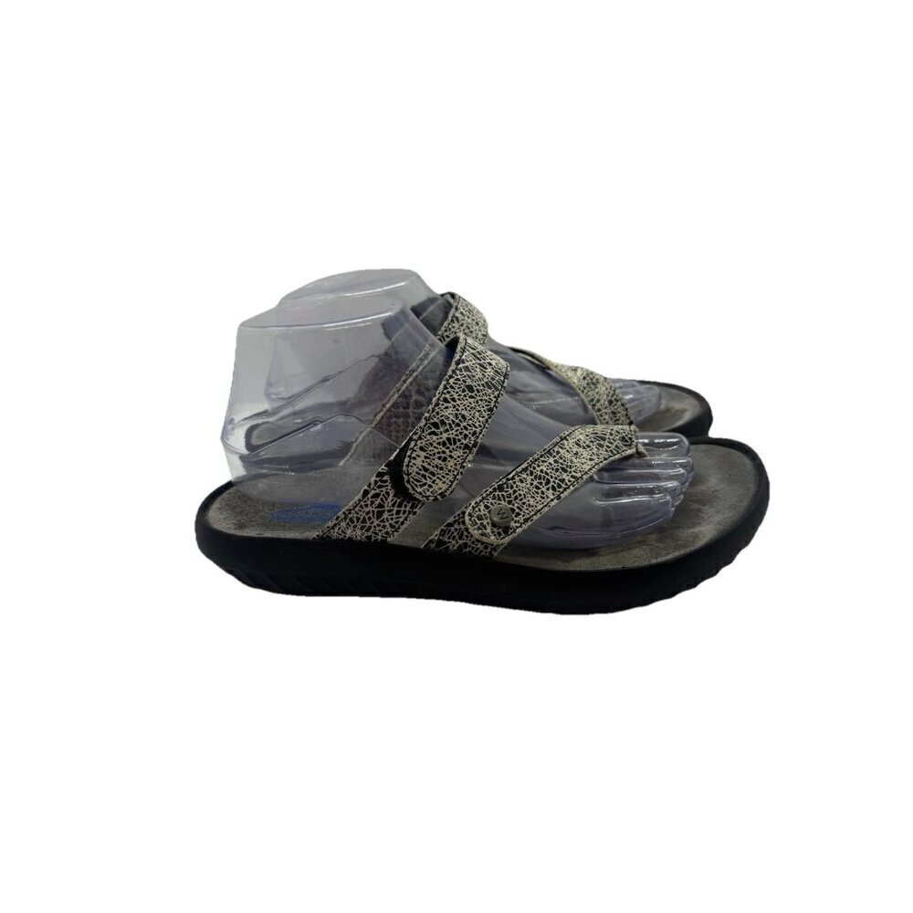 Wolky Sandals 8 US 39 EU Bali Gray Marble Print Leather Slip On Thong Flip Flop
